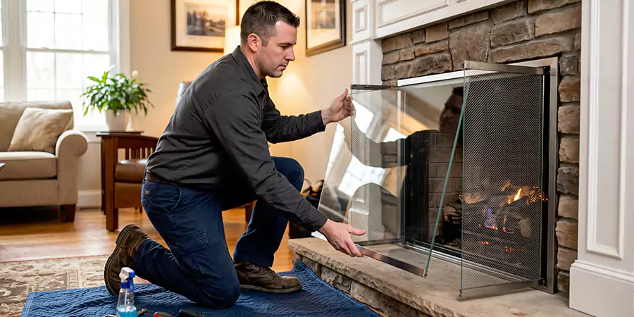 Fireplace Glass Panel and Screen Installation Levittown