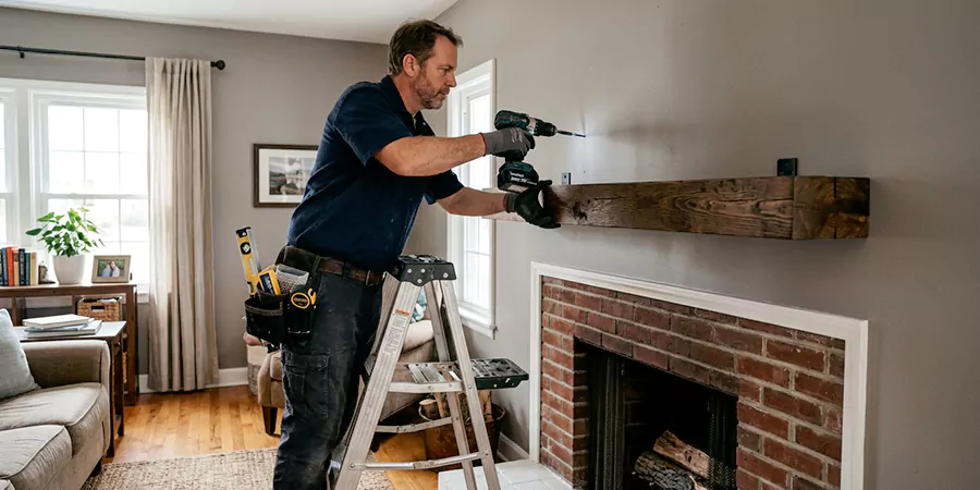 Floating Shelf Mantel Installation Levittown