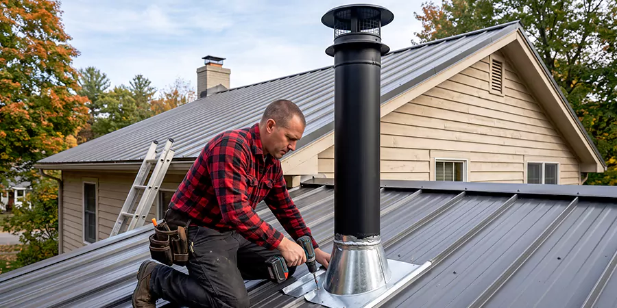 Stove Pipe Through Metal Wall or Roof Levittown